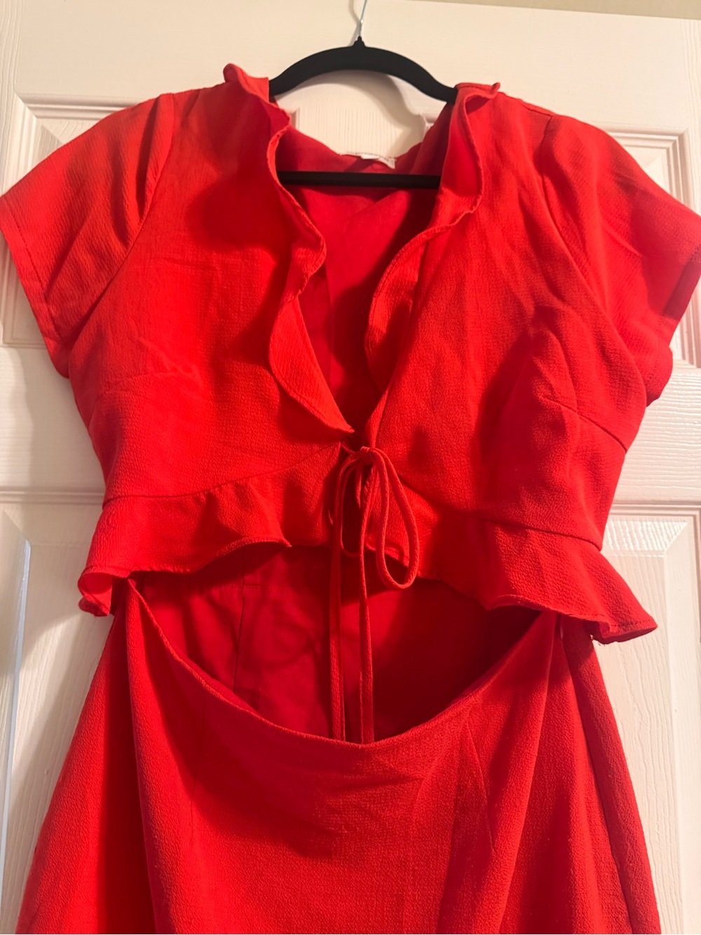 superdown Red Ruffle Tie-Front Mini Dress - Picture 6 of 9